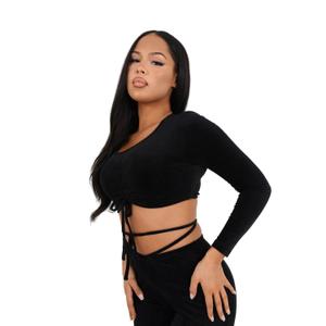 Crop top T-shirt för kvinnor Sixth June Cordon Details image-3