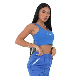 Crop top T-shirt för kvinnor Sixth June Basic Printed Logo image-0