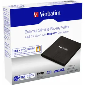 Externes USB-C DVD Blu-Ray-Laufwerk Verbatim Slimline image-1