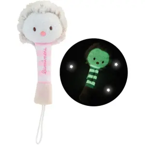 Pink plush hedgehog pacifier hook Jemini Luminou image-1
