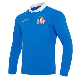Langærmet hjemmebanetrøje i bomuld Italie Rugby 2017-2018 image-0