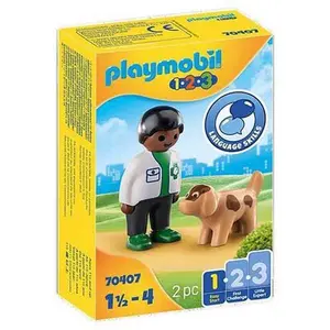 Simulation games 1.2.3 veterinarian with dog Playmobil image-0