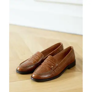 Mocassins femininas Bons Baisers de Paname Gisèle-Croco Cognac image-1