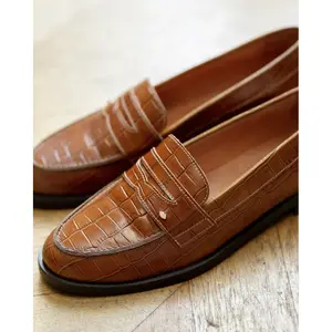 Mocassins femininas Bons Baisers de Paname Gisèle-Croco Cognac image-4