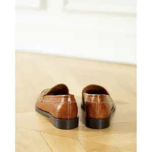 Mocassins femininas Bons Baisers de Paname Gisèle-Croco Cognac image-3