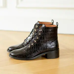 Bottines femme Bons Baisers de Paname Paulette-Croco Noir image-3