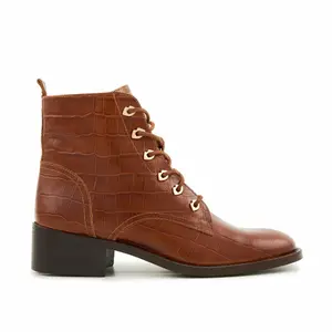 Bottines femme Bons Baisers de Paname Paulette-Croco Cognac image-0