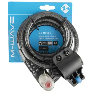 Spiralkabelschloss mit Kombination mit Led-Licht und Halterung Messingschlager M-wave image-3