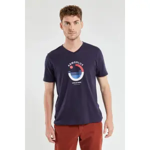 V-hals T-shirt met zeefdruk Armor-Lux image-0