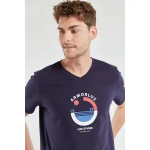 V-hals T-shirt met zeefdruk Armor-Lux image-4