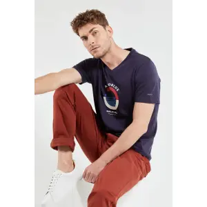 V-hals T-shirt met zeefdruk Armor-Lux image-3