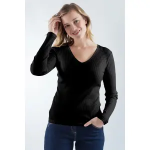 Vrouwen t-shirt met lange mouwen en v-hals Armor-Lux image-0