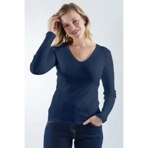 T-Shirt, langarm, mit V-Ausschnitt, Damen Armor-Lux image-0
