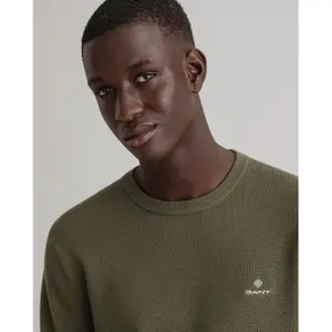 Pull en coton piqué Gant C-Neck image-3