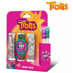 Digital watch with colored bracelet for children Trolls image-0