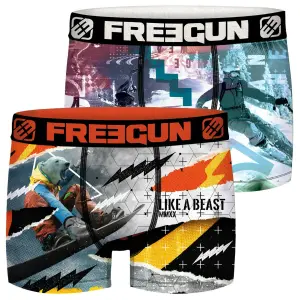 Set of 2 printed winter sports boxers for kids Freegun image-2