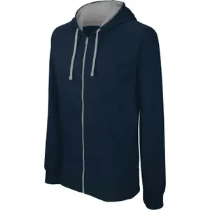 Zipped Hooded Sweathirt in Contrast image-0