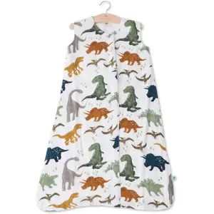 Lightweight baby sleeping bag in cotton muslin Little Unicorn Dino Friends image-0