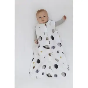 Lightweight baby sleeping bag in cotton muslin Little Unicorn Planetary image-1
