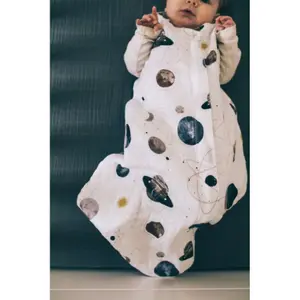 Lightweight baby sleeping bag in cotton muslin Little Unicorn Planetary image-2