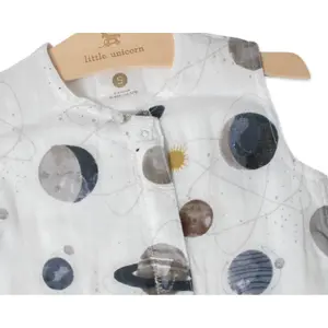 Lightweight baby sleeping bag in cotton muslin Little Unicorn Planetary image-4