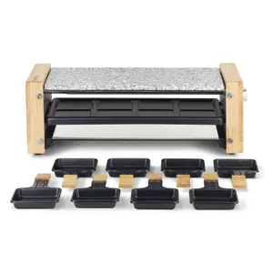 Raclette machine and cooking stone for 8 people, wood design H.Koenig image-0