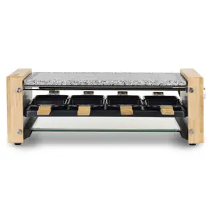 Raclette machine and cooking stone for 8 people, wood design H.Koenig image-1