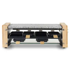 Raclette machine and cooking stone for 8 people, wood design H.Koenig image-2
