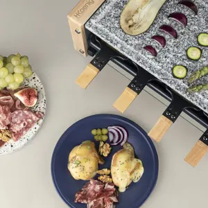 Raclette machine and cooking stone for 8 people, wood design H.Koenig image-6