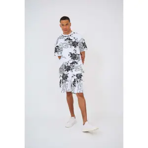 Conjunto de t-shirt e calções estampados Aarhon Paris Flower image-1