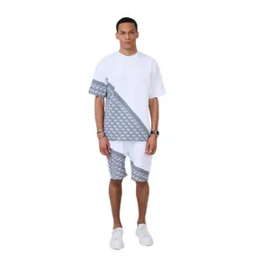 Conjunto de t-shirt e calções estampados com assinatura Aarhon Paris image-0