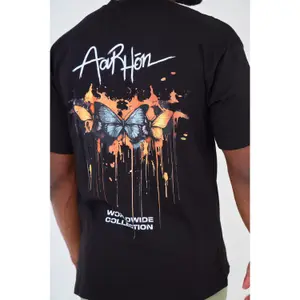 Camiseta oversized estampada Aarhon Paris Fire Butterfly image-1