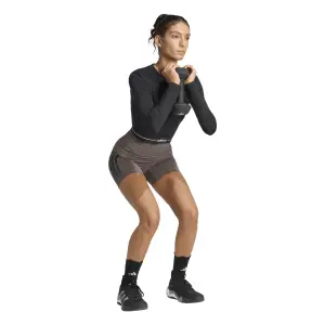 Γυναικείο cropped μπλουζάκι με μακριά μανίκια adidas Hyperglam image-3