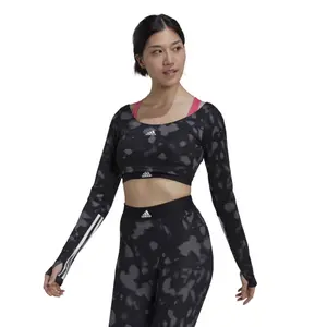 Women's 3-stripes long-sleeved short jersey adidas Hyperglam image-1