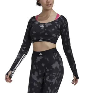 Women's 3-stripes long-sleeved short jersey adidas Hyperglam image-3