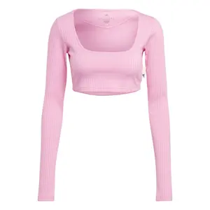 Camiseta de mujer de manga larga de canalé adidas Studio Lounge image-3