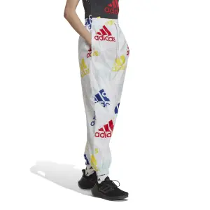Pantaloni da jogging in tessuto a gamba larga donna adidas Essentials Multi-Colored Logo image-4
