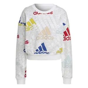 Kort sweatshirt til kvinder med flerfarvet logo adidas Essentials image-0