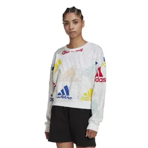 Kort sweatshirt til kvinder med flerfarvet logo adidas Essentials image-1