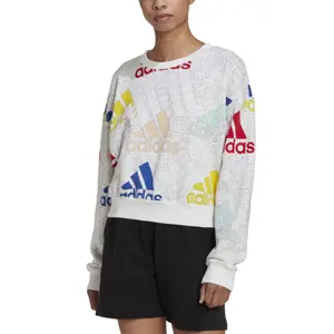 Kort sweatshirt til kvinder med flerfarvet logo adidas Essentials image-3