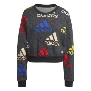 Kort sweatshirt til kvinder med flerfarvet logo adidas Essentials image-0