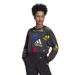 Kort sweatshirt til kvinder med flerfarvet logo adidas Essentials image-1