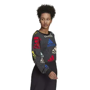 Kort sweatshirt til kvinder med flerfarvet logo adidas Essentials image-3