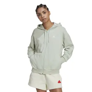 Sweatshirt med lynlås og hætte til kvinder med flerfarvet logo adidas Essentials image-1