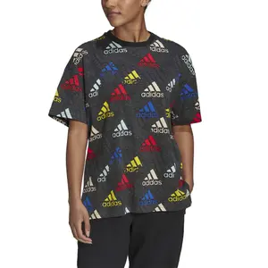 Camiseta de mujer con logotipo multicolor adidas Essentials Boyfriend image-5