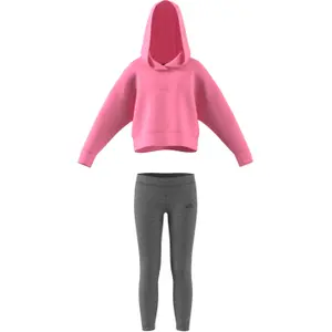 Træningsdragt med hætte i fleece til piger adidas image-0