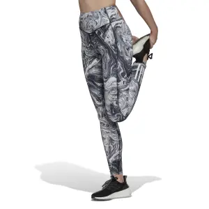 Ciclisti da donna adidas Hyperglam Aeroready Training High-Rise Marble-Print Leggings image-3