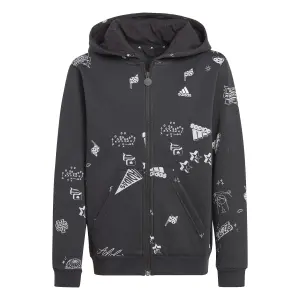 Sweatshirt com capuz com fecho de correr para criança adidas Brand Love Allover Print image-1