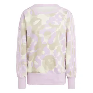 Dames fleece sweatshirt met 3 strepen en grafische bloemen adidas image-0
