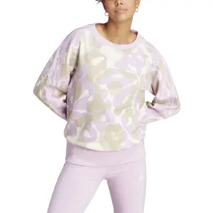 Dames fleece sweatshirt met 3 strepen en grafische bloemen adidas image-2